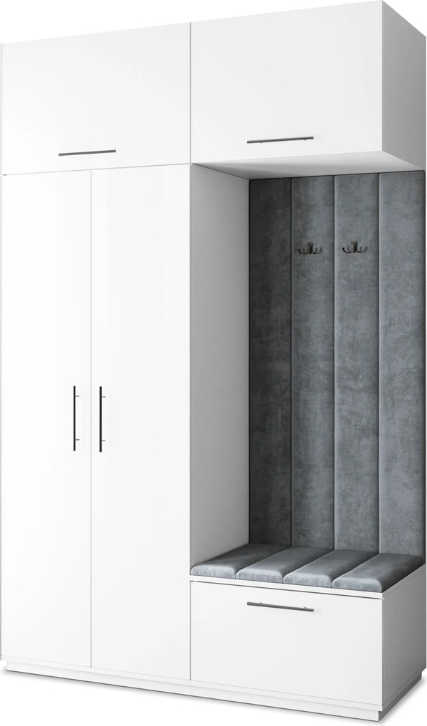 Masseno Garderoba REMA 150/240/60 cm Nowoczesna Szafa do Przedpokoju Biała, MONOLITH 85 (Szary)