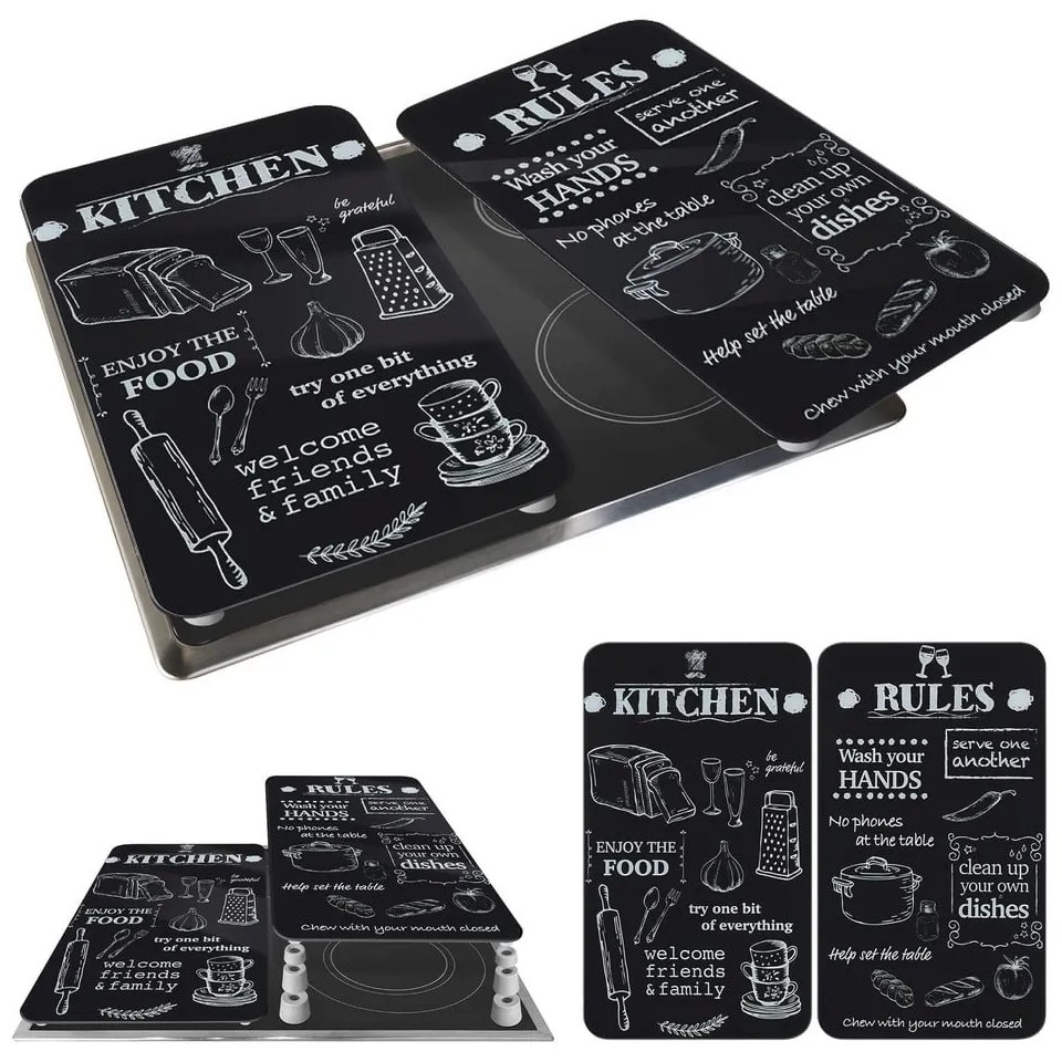 Płyty ochronne na kuchenkę ze szkła hartowanego zestaw 2 szt. 52x30 cm Kitchen Rules – Maximex