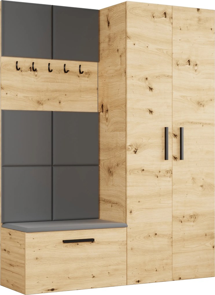 Masseno Garderoba MODULO 160,6/204/40 cm do Przedpokoju Nowoczesna Dąb Artisan