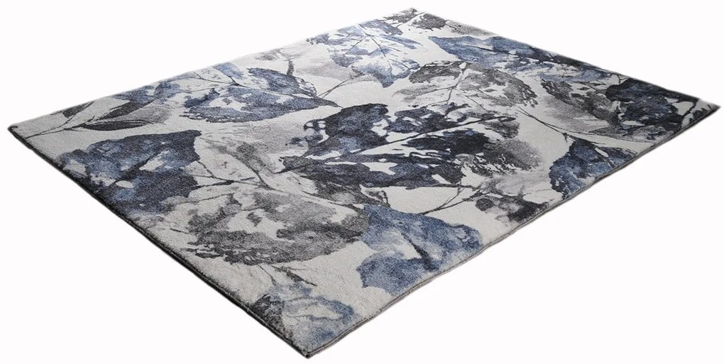 Dywan Tropical liście szaro-granatowe 120 cm x 160 cm