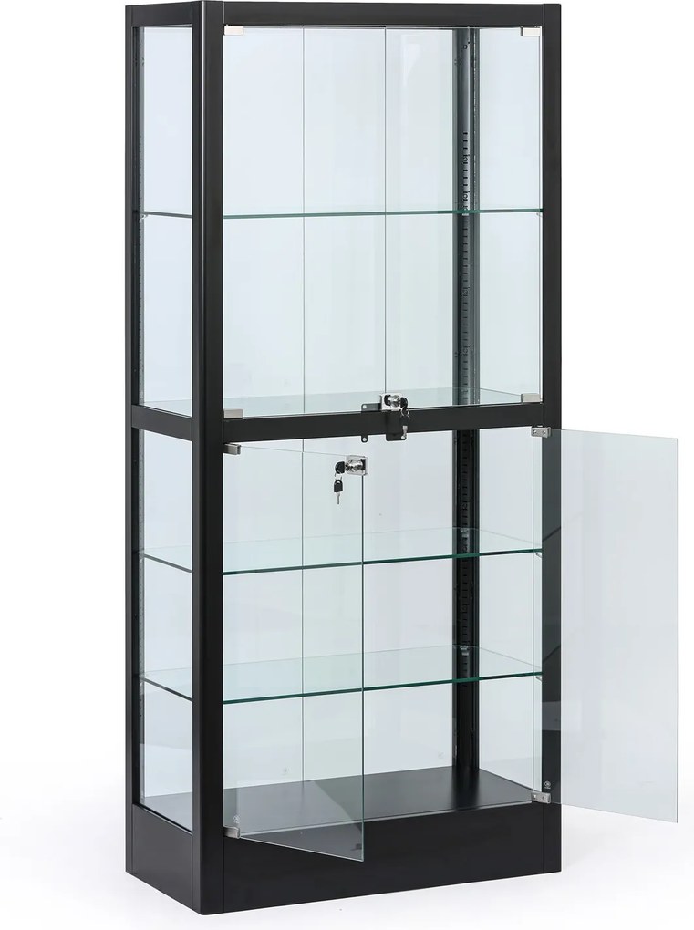 Witryna szklana, 1800 × 800 × 400 mm, czarna