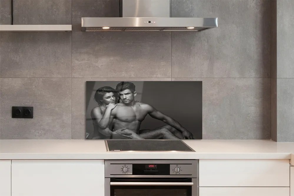 Panel szklany do Kuchni Para: Kobieta i Mężczyzna