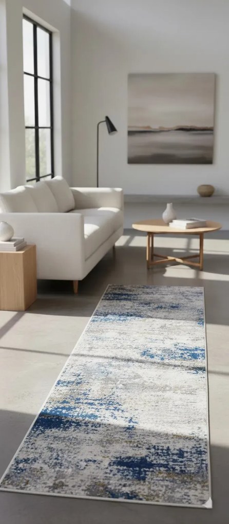 Szaro-granatowy chodnik dywanowy w nowoczesny wzór G8-C69