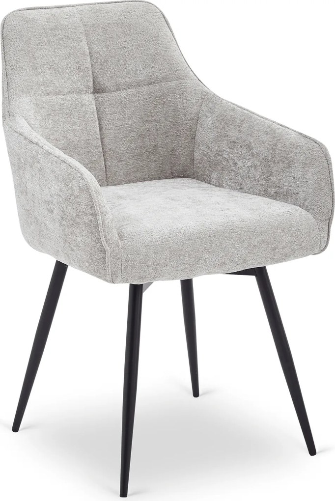 Krzesło Tapicerowane Obrotowe do Salonu LARISA Szare Nowoczesne