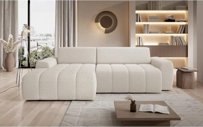 Narożnik SAVIO Lewostronny z Elektryczną Regulacją wolnostojący tkanina KANSAS 02 Jasny Beż WERSAL