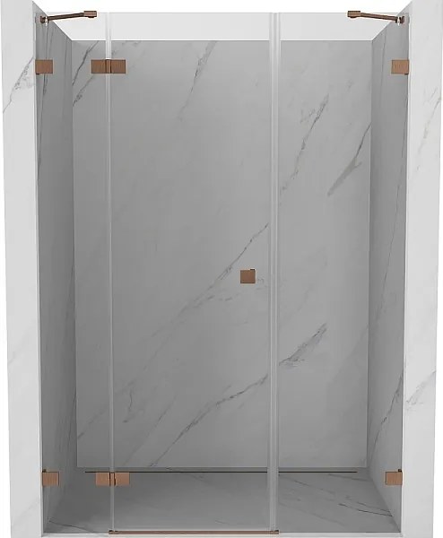 Mexen Lunar drzwi prysznicowe uchylne lewe 140 cm, transparent, miedź szczotkowana - 834S-140-050-65-00-L