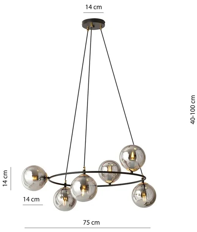 Nowoczesna lampa wisząca z grafitowymi kloszami - D109 K3-D13