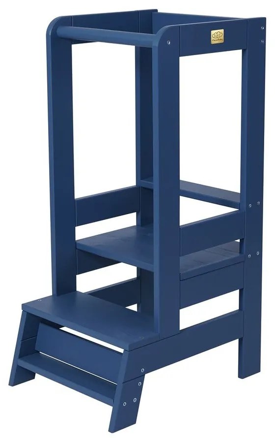 Niebieski pomocnik kuchenny dla dzieci z litego drewna sosnowego Montessori – Meowbaby