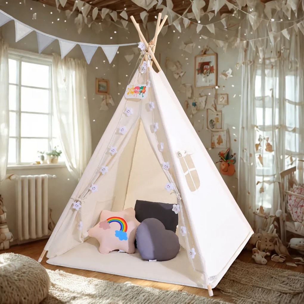 Namiot tipi JULIUS, 120x120x160cm, biała/szara Jurhan