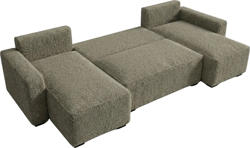 Rozkładana sofa narożna w kształcie U SMART BOUCLE 303x143 cm, szarobrązowa