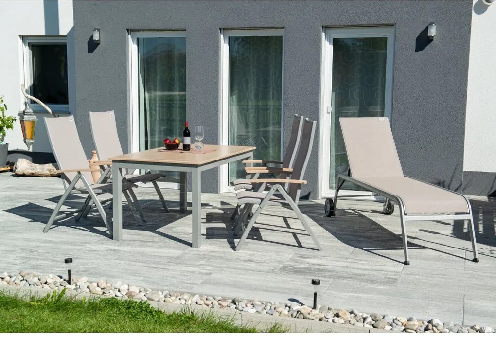 Doppler EXPERT WOOD - ogrodowy rozkładany aluminiowy stół 150/210 x 90 x 75 cm - Towar z drobną wadą (N593)