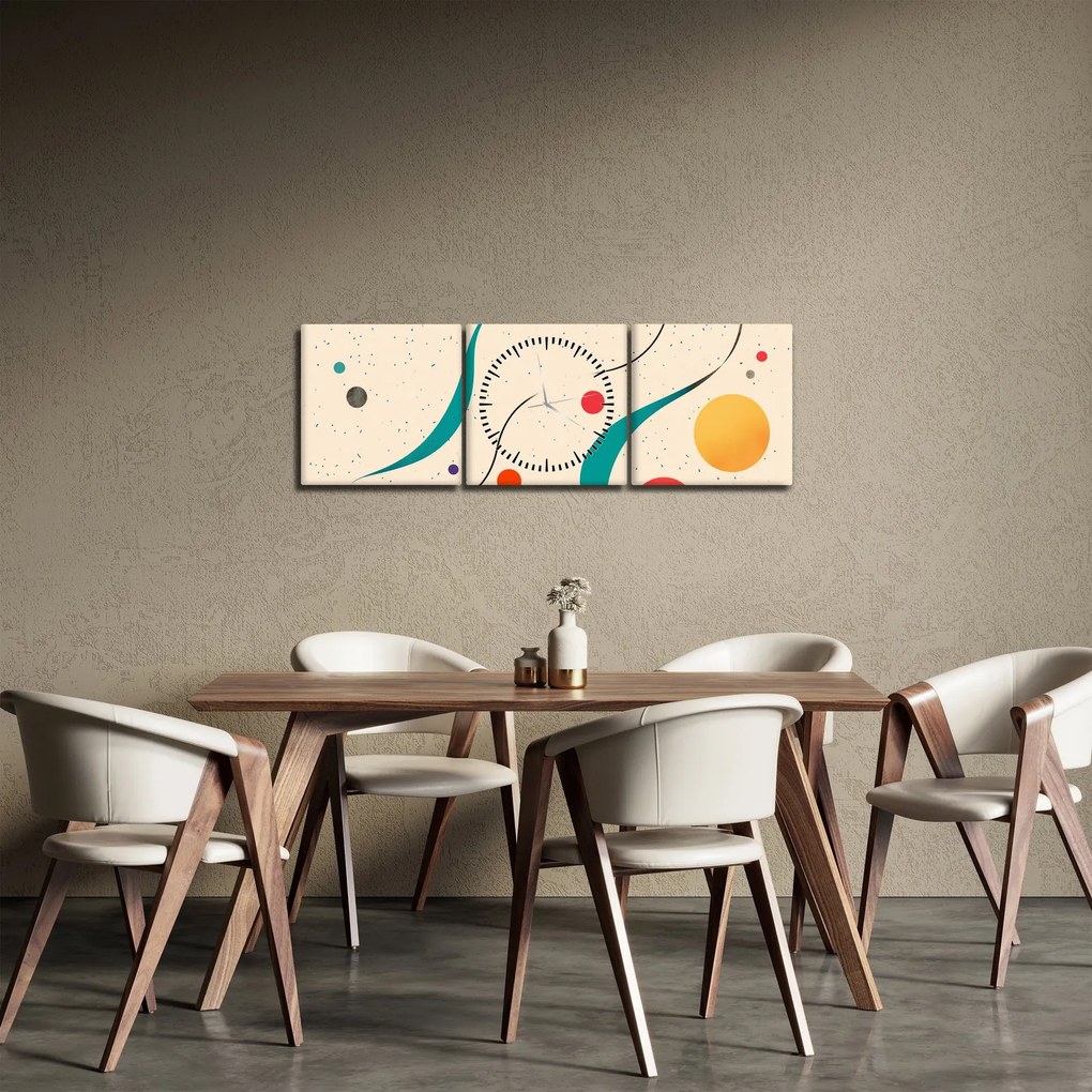 Obraz - Minimalistyczna kolorowa ilustracja (z zegarem) (90x30 cm)