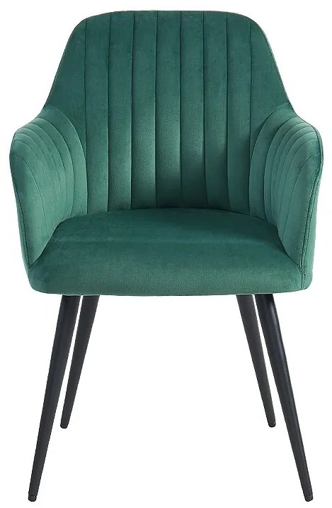 Zestaw 6 krzeseł z podłokietnikami z weluru i czarnego metalu - Zielony - ELEANA