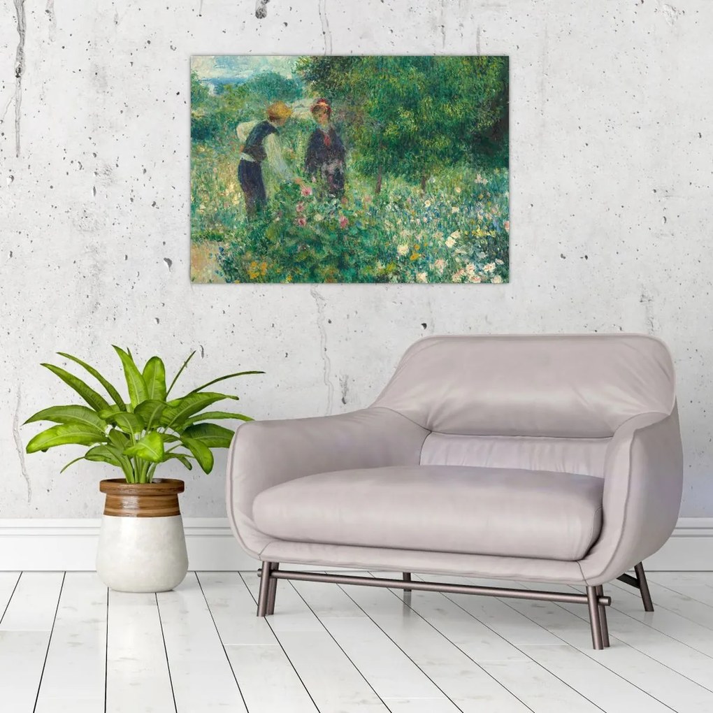 Obraz na szkle - Auguste Renoir, Picking Flowers, reprodukcje (70x50 cm)
