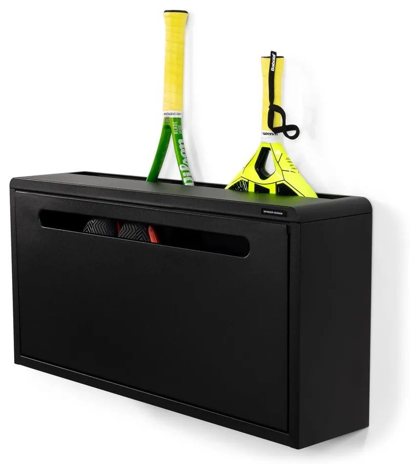 Czarna metalowa uchylna/wisząca szafka na buty 76x38x18 cm Sportiva – Spinder Design