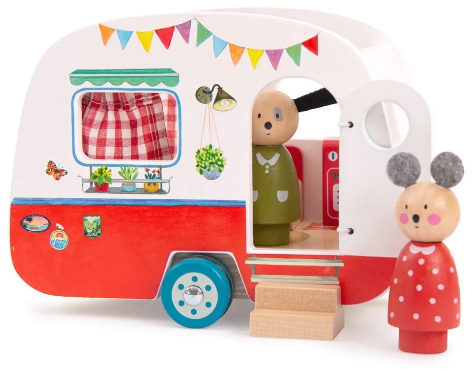 Drewniane auto zabawkowe La Grande Famille Caravan – Moulin Roty