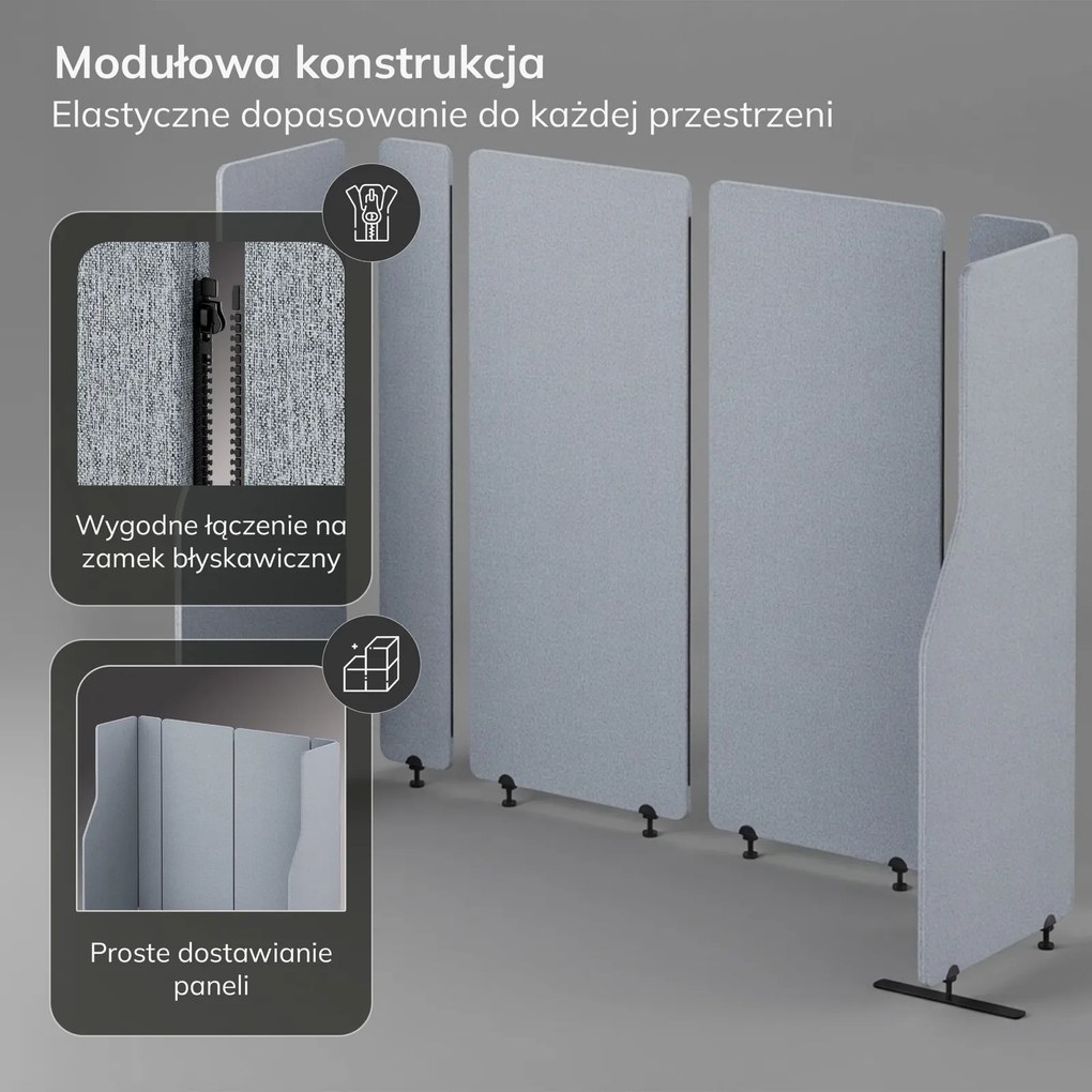 Ścianka działowa akustyczna Sadie, kolor Moon Dust, rozmiar 280/145 cm
