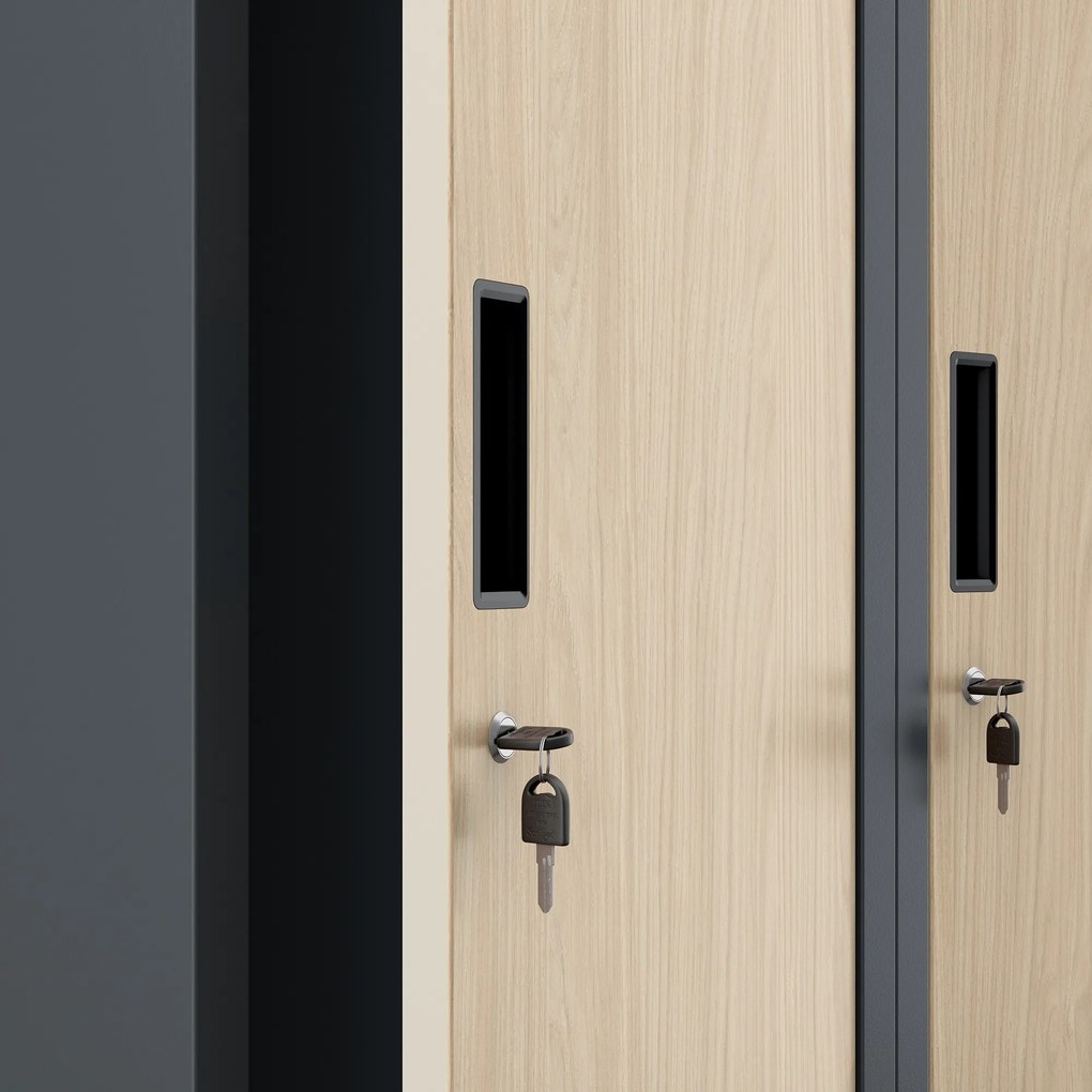 Szafka pracownicza czterokomorowa antracytowa/dąb sonoma, 800x1800x500 mm: KACPER Eco Design