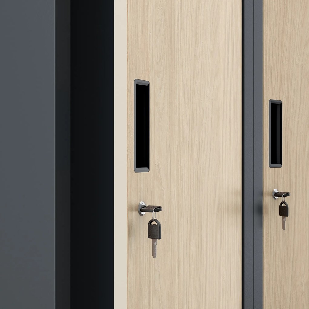Szafka pracownicza czterokomorowa antracytowa / dąb sonoma: Eco Design KACPER, 800 x 1800 x 500 mm