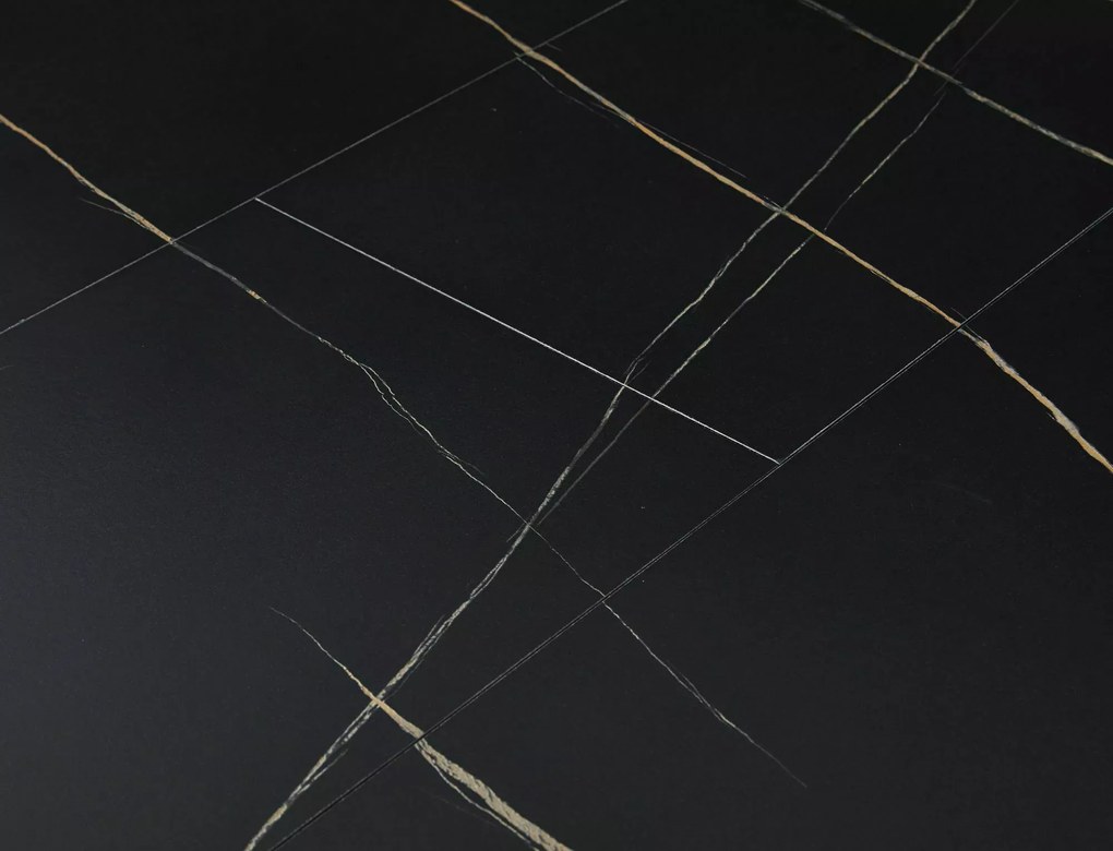 Rozkładany stół jadalniany GASTON 100(135)x100 cm, czarny dekor marmurowy