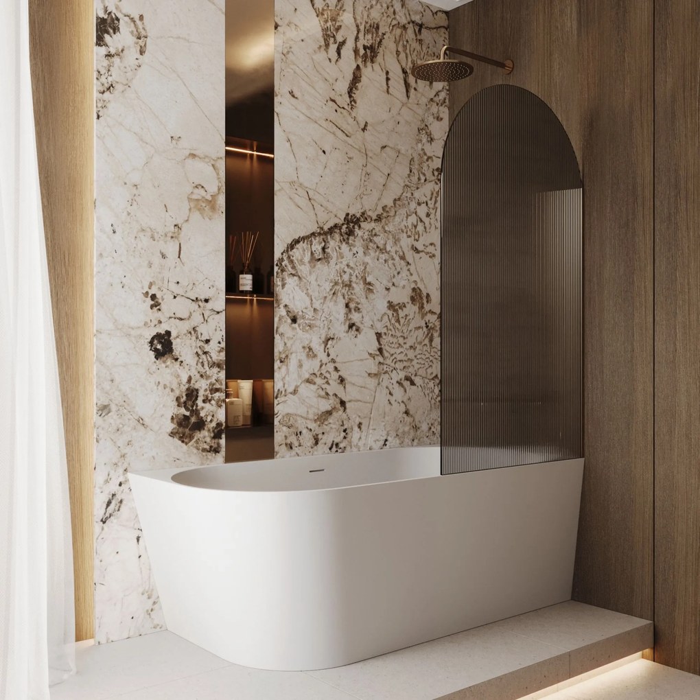 Parawan nawannowy owalny ARTE WELLE Oval Grafit szkło grafitowe ryflowane | Różne rozmiary : Kolor profili kabiny - czarny, Rozmiar - 80x140 cm