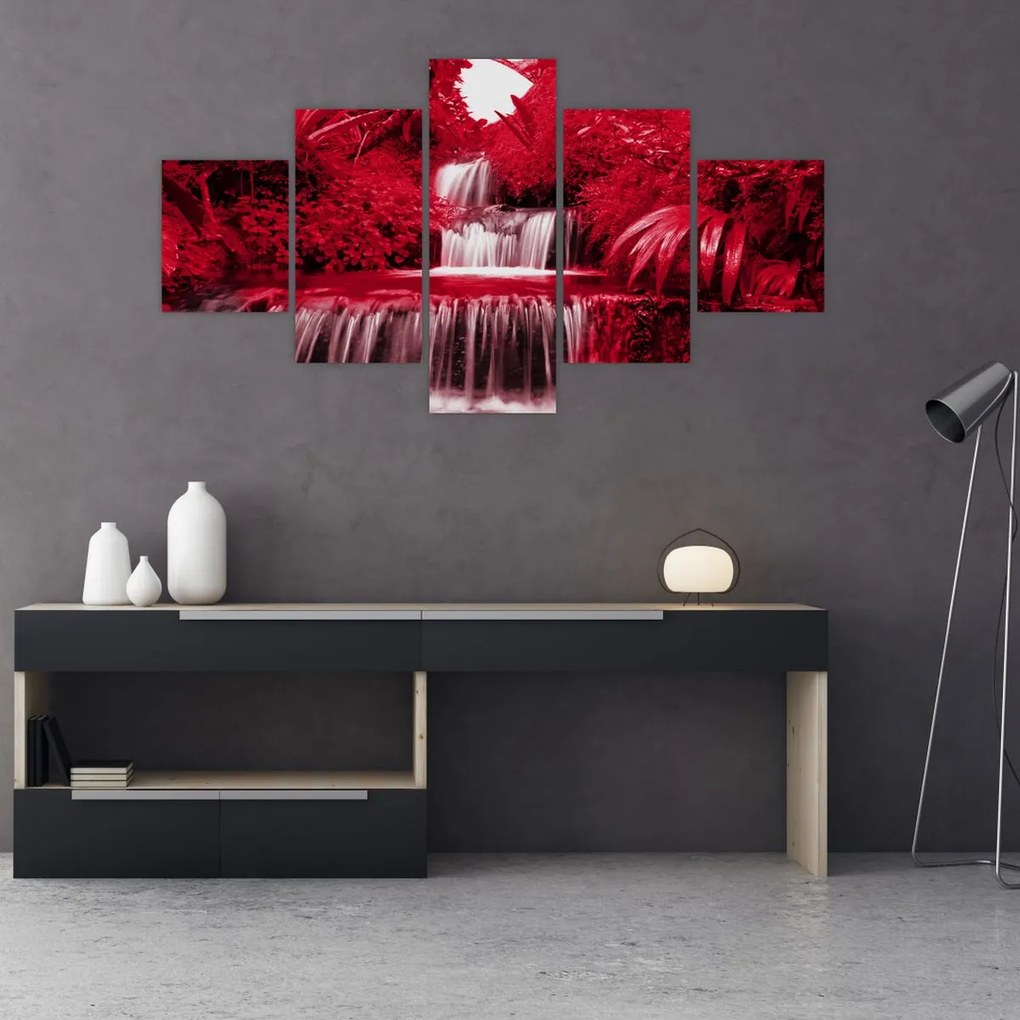Obraz - Indonezyjskie wodospady w kolorze czerwonym (125x70 cm)