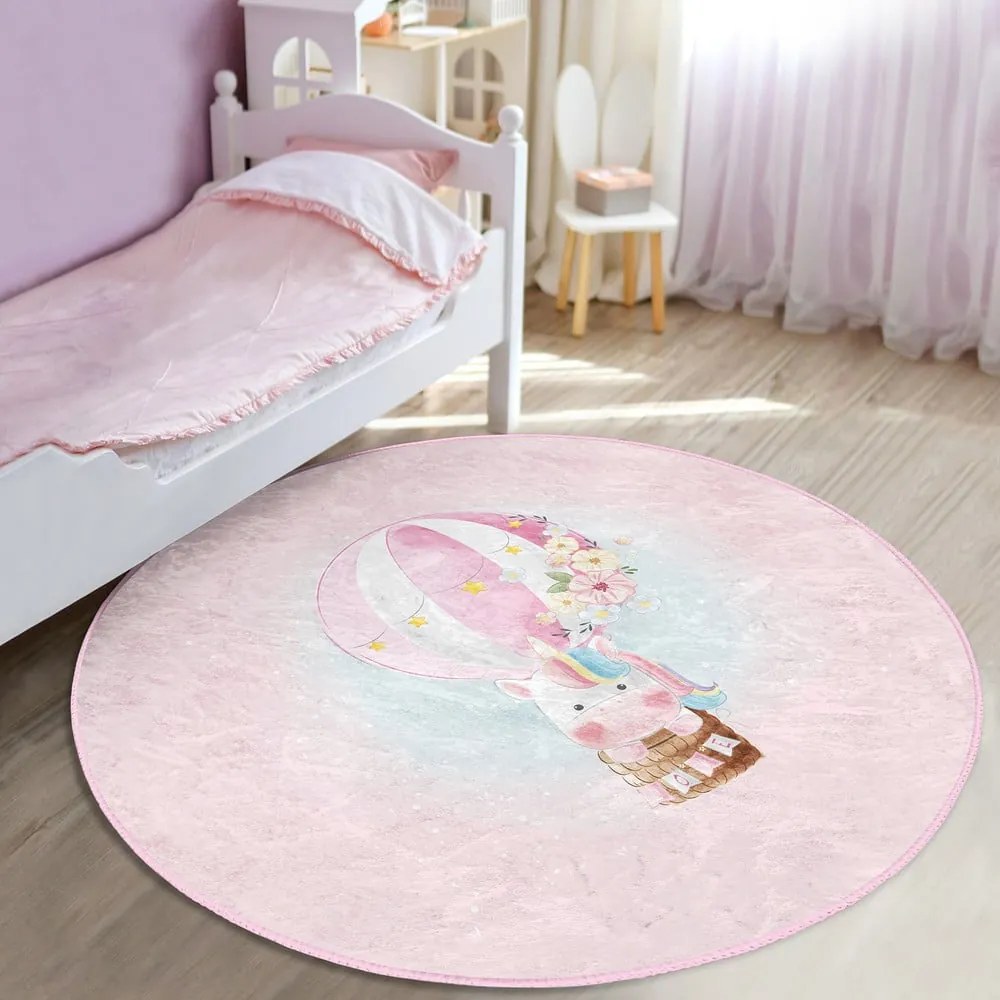 Różowy dywan dziecięcy ø 100 cm Comfort – Mila Home