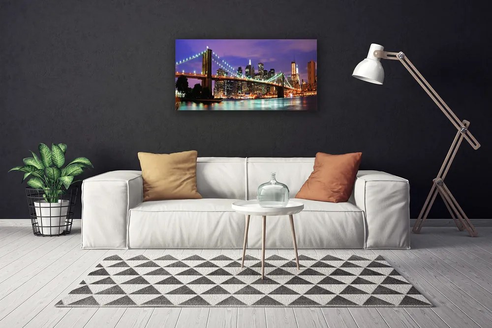 Obraz na płótnie Panorama Mostu o Zmierzchu