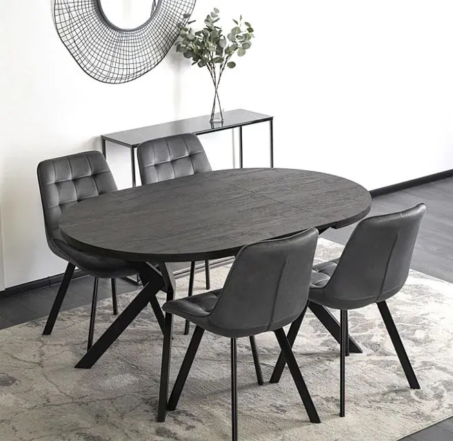 Czarny okrągły rozkładany stół w stylu loft - Ratto