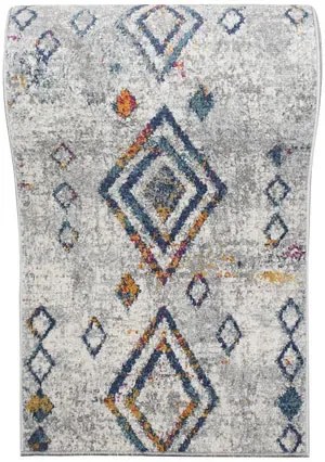 Szary chodnik dywanowy w kolorowe romby E5-E51