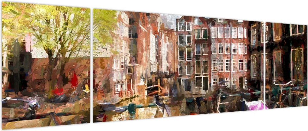 Obraz - Amsterdam, malarstwo (170x50 cm)