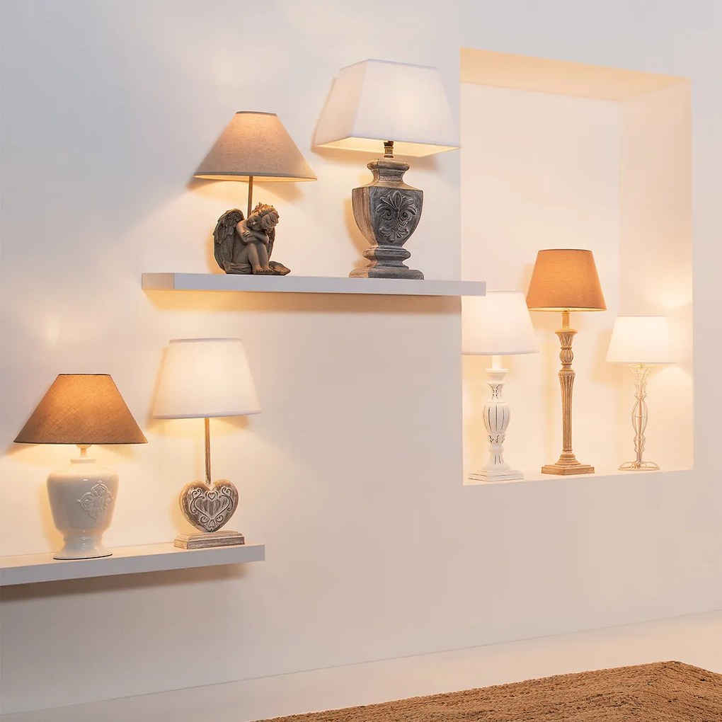 Lampa stołowa PATINE BLANC z abażurem, 55 cm