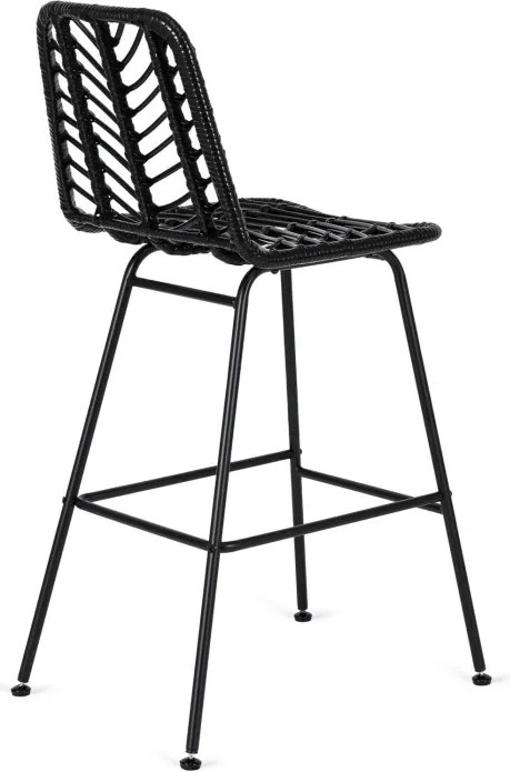 Hoker Rattanowy JERRY Ogrodowy Krzesło Barowe Czarny Boho