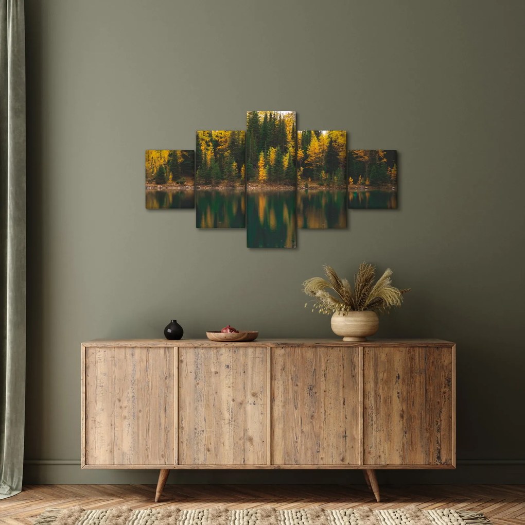 Obraz leśnego jeziora (125x70 cm)
