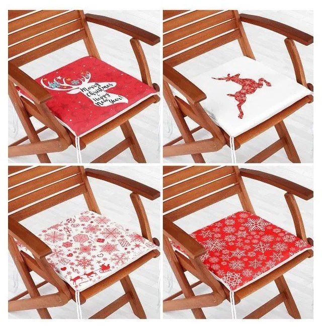 Poduszki na krzesła ze świątecznym motywem zestaw 4 szt. 40x40 cm Snowflakes – Mila Home