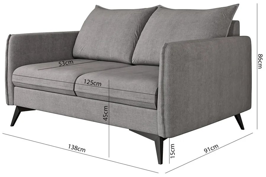 Szara sofa 138 cm Juli Bis – Ropez