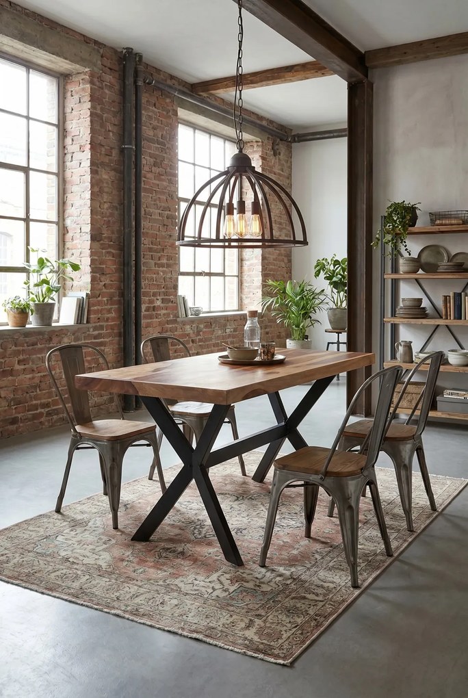 Loftowy stół z drewna sheesham– brązowy B4-F78