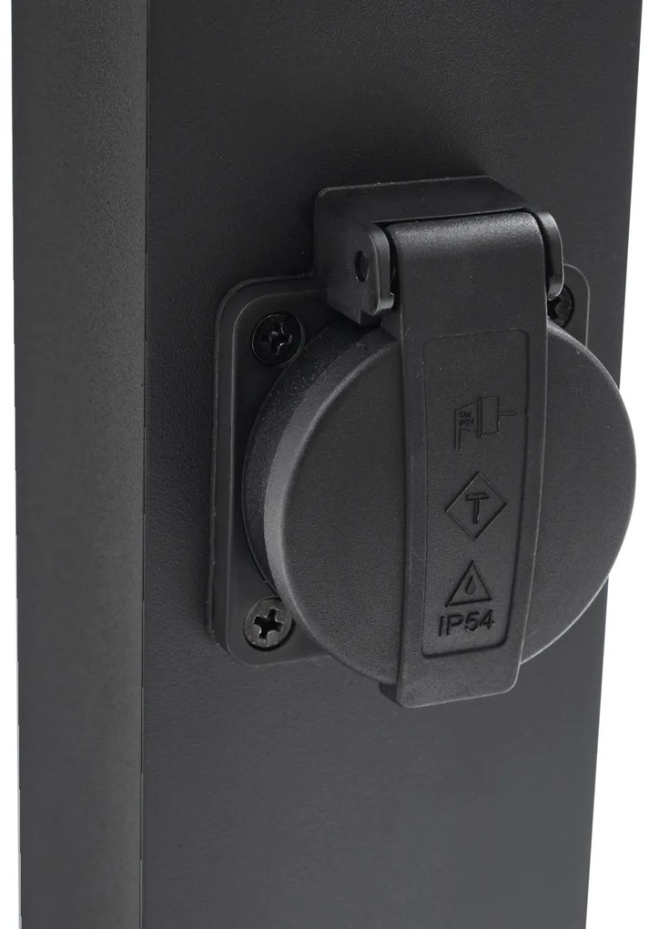 Nowoczesna lampa podłogowa zewnętrzna czarna 65 cm z gniazdem IP44 - Baleno