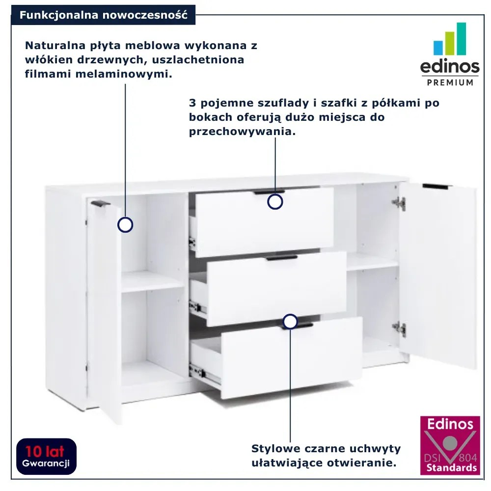 Biała nowoczesna komoda do przechowywania połysk M4-F34