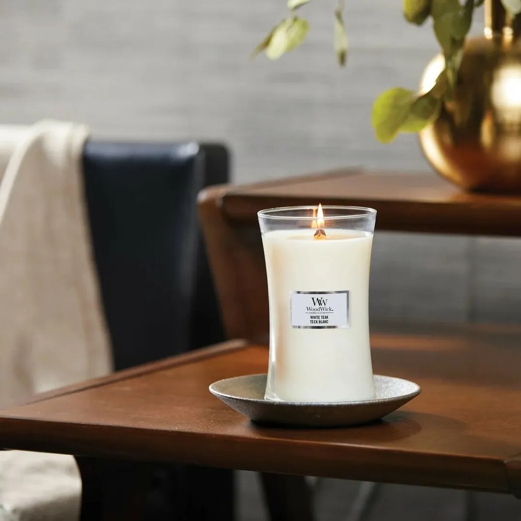 WoodWick Świeca zapachowa wazon duży White Teak, 609 g