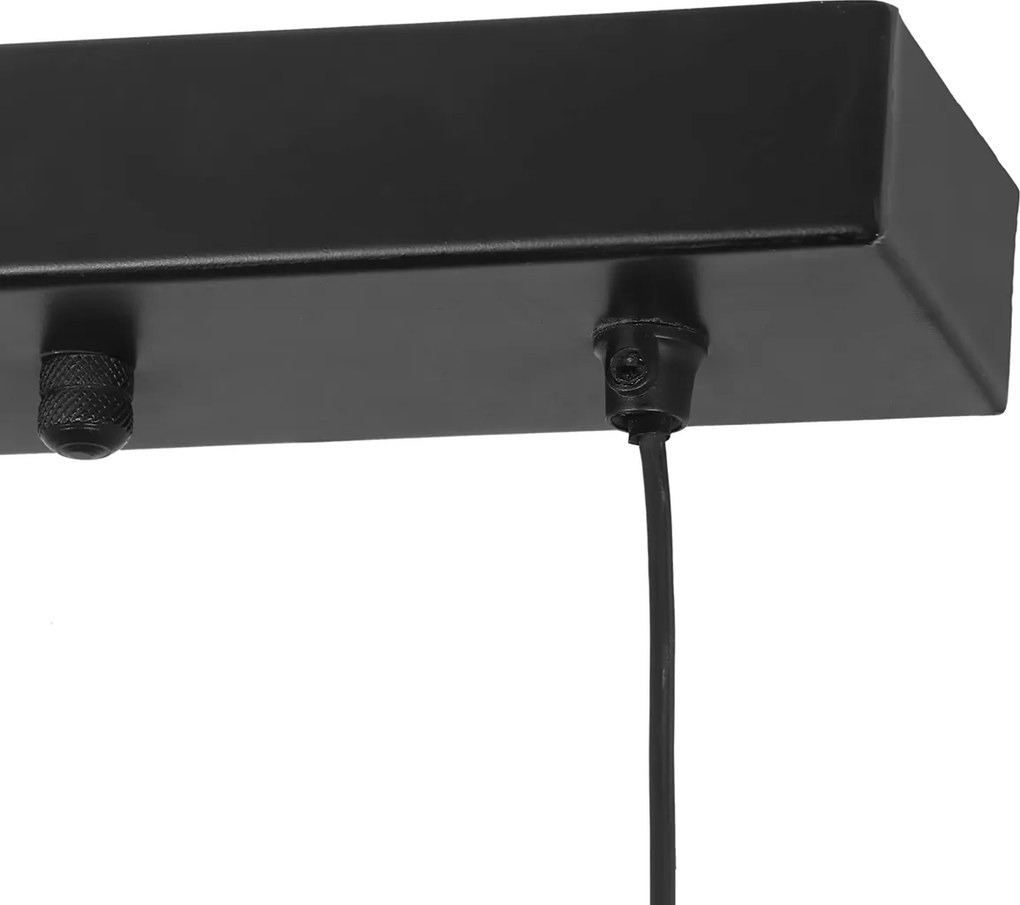 Lampa wisząca Japandi czarna z brązowym sznurem 4-źródła światła - Smilla