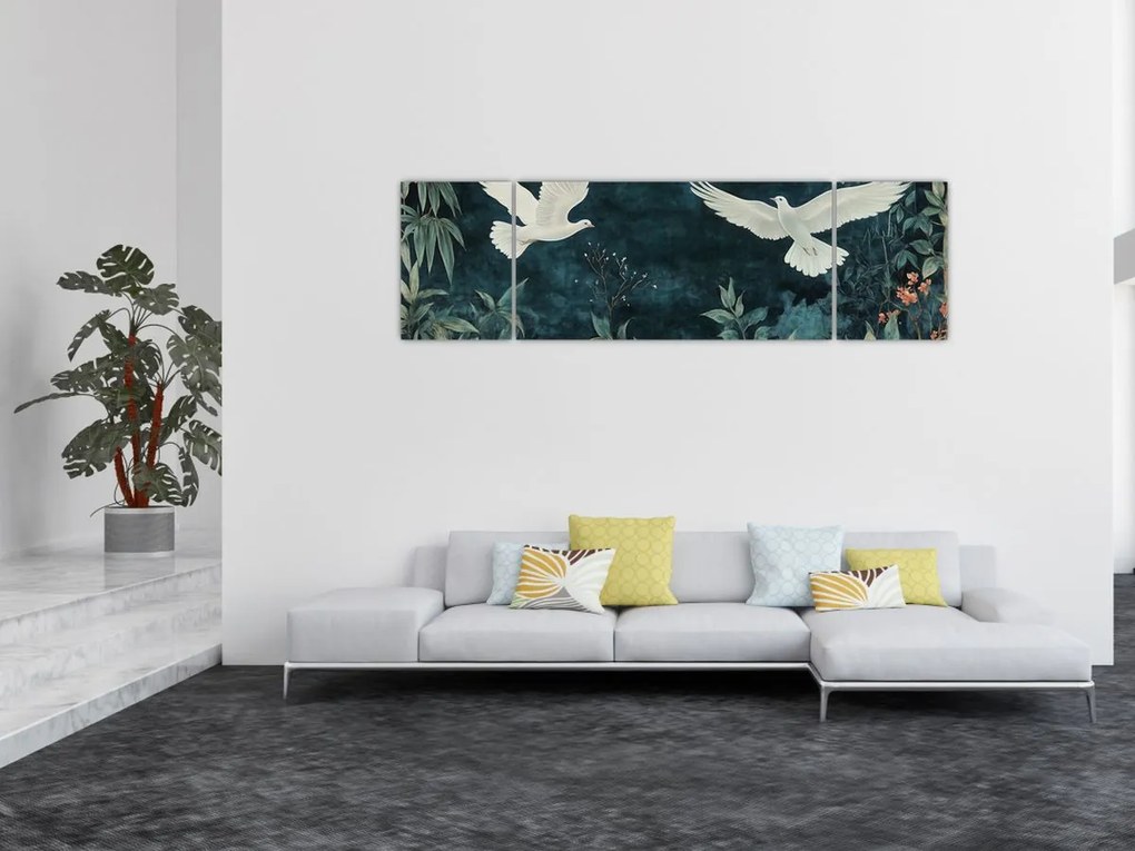 Obraz - Dwa gołębie (170x50 cm)