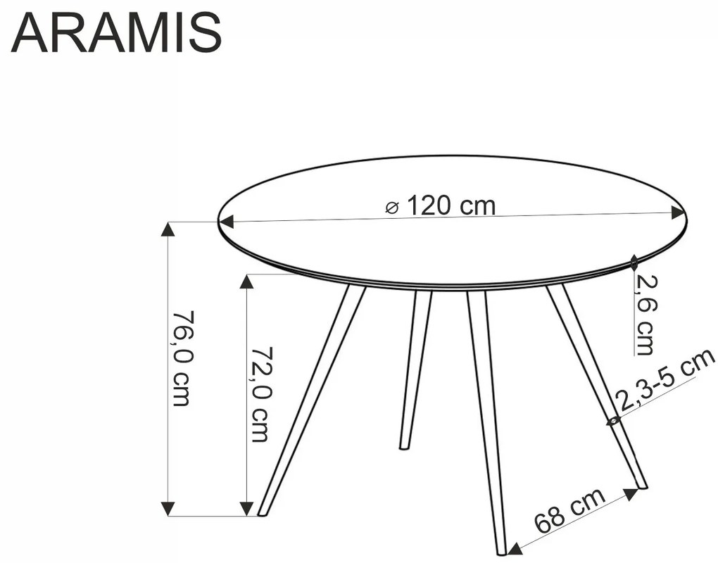ARAMIS Stół jadalniany Okrągły 4-osobowy Lastryko Biały Nowoczesny fi.120cm