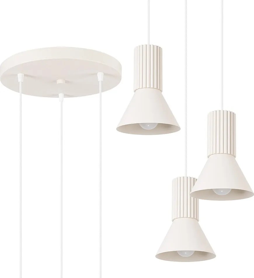 Lampa wisząca loft Estria, stal/aluminium - 3 źródło - L.30 x H.120 cm - beżowy