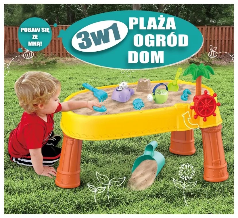Woopie stolik wodny 2w1 piaskownica statek piracki 8 akc.