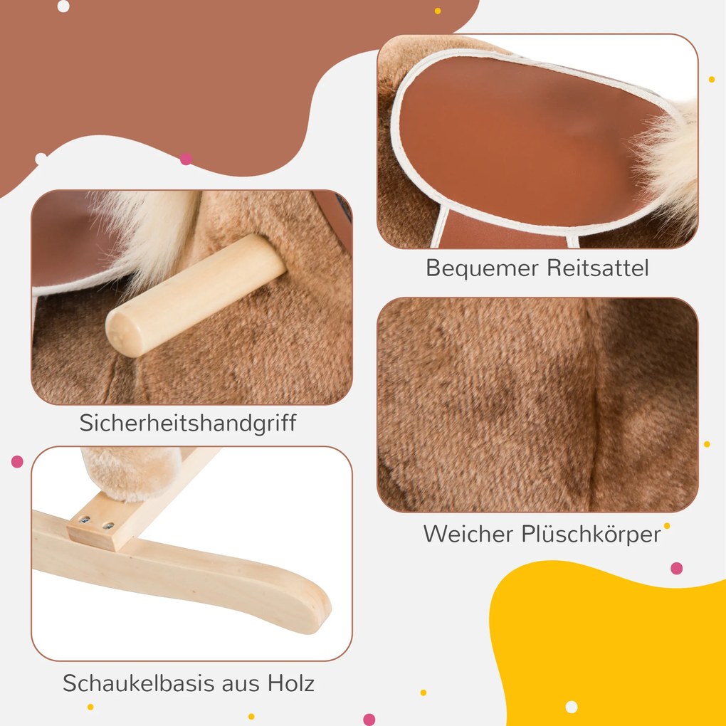HOMCOM Koń na biegunach niemowlę pluszowy bujak huśtawka plusz zabawka dzieci