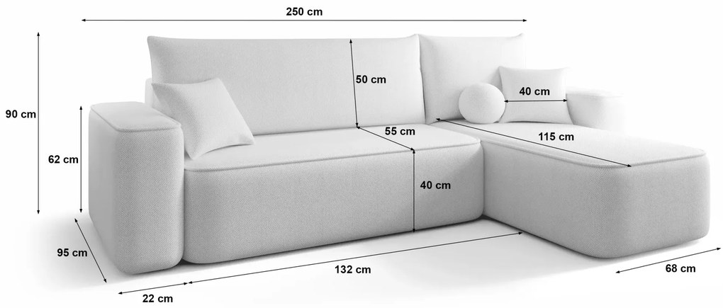 Jasnoszary narożnik tapicerowany tkaniną boucle S0-C28