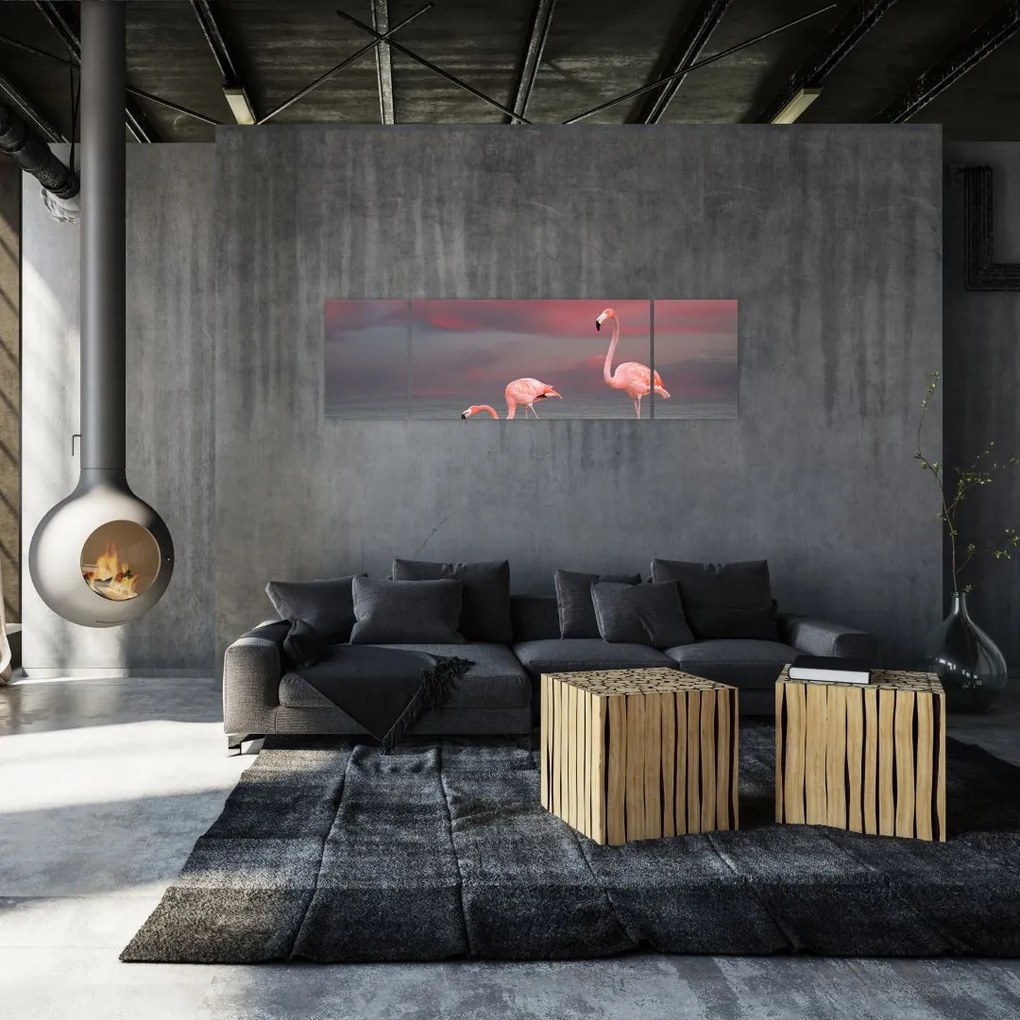 Obraz flamingów (170x50 cm)