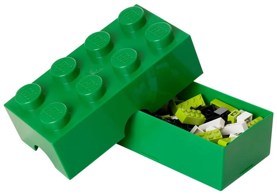 Ciemnozielony plastikowy pojemnik dziecięcy 20x10x7 cm – LEGO®