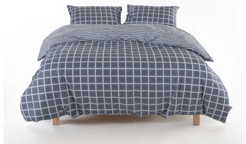 Szara pościel jednoosobowa z bawełny renforcé 140x200 cm Linear Calm Geometric – Mila Home Luxury